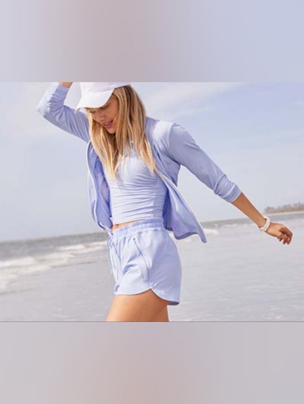 Lands End Light Blue Women’s Full-Zip Performance Shirt